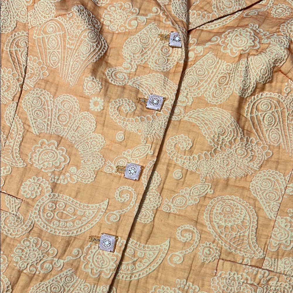 Bergamo by EBI Sheer Peach/Yellow/Orange Brocade Blazer Size‎ 4 - Picture 4 of 16